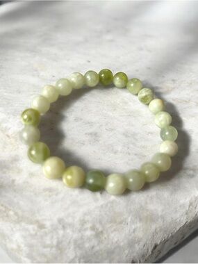 Green Jade 8mm Beaded Stretch Bracelet - Women Jewelry